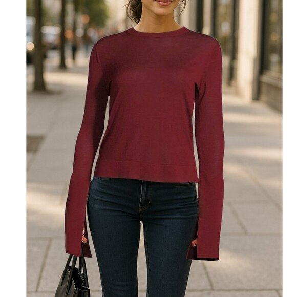 NWT Theory Merino Wool Crewneck Sweater Top | Long Sleeve Fall Layer - Picture 1 of 10